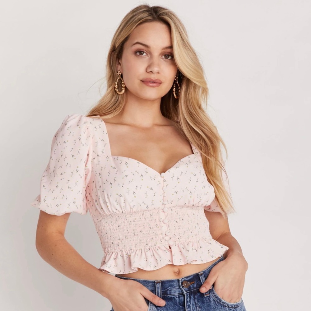 Floral pink blouse *BACKYARD ROSES*